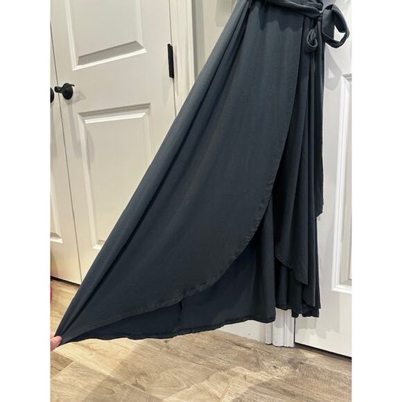 Quince Tencel Jersey Midi Wrap Dress XL Dark Olive - Picture 4 of 11